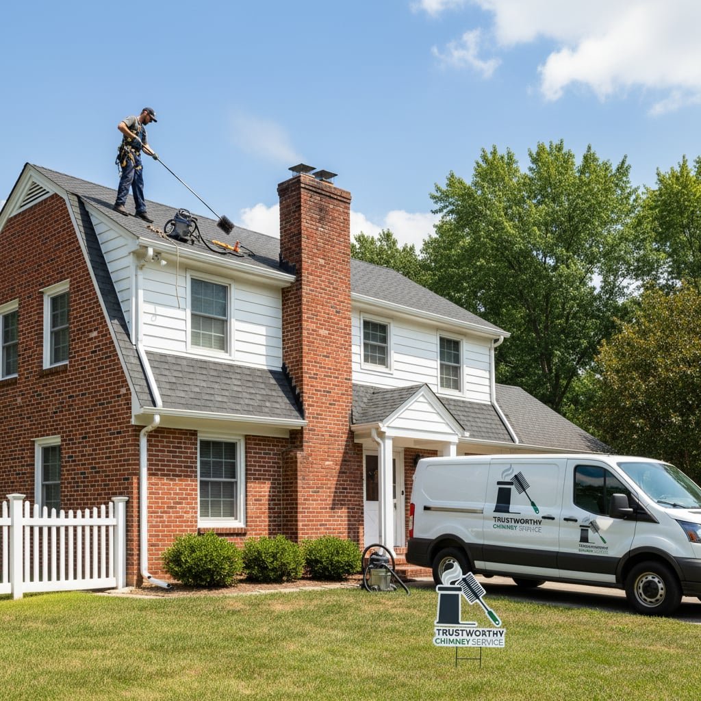 Trustworthy Chimney Service team working on chimney